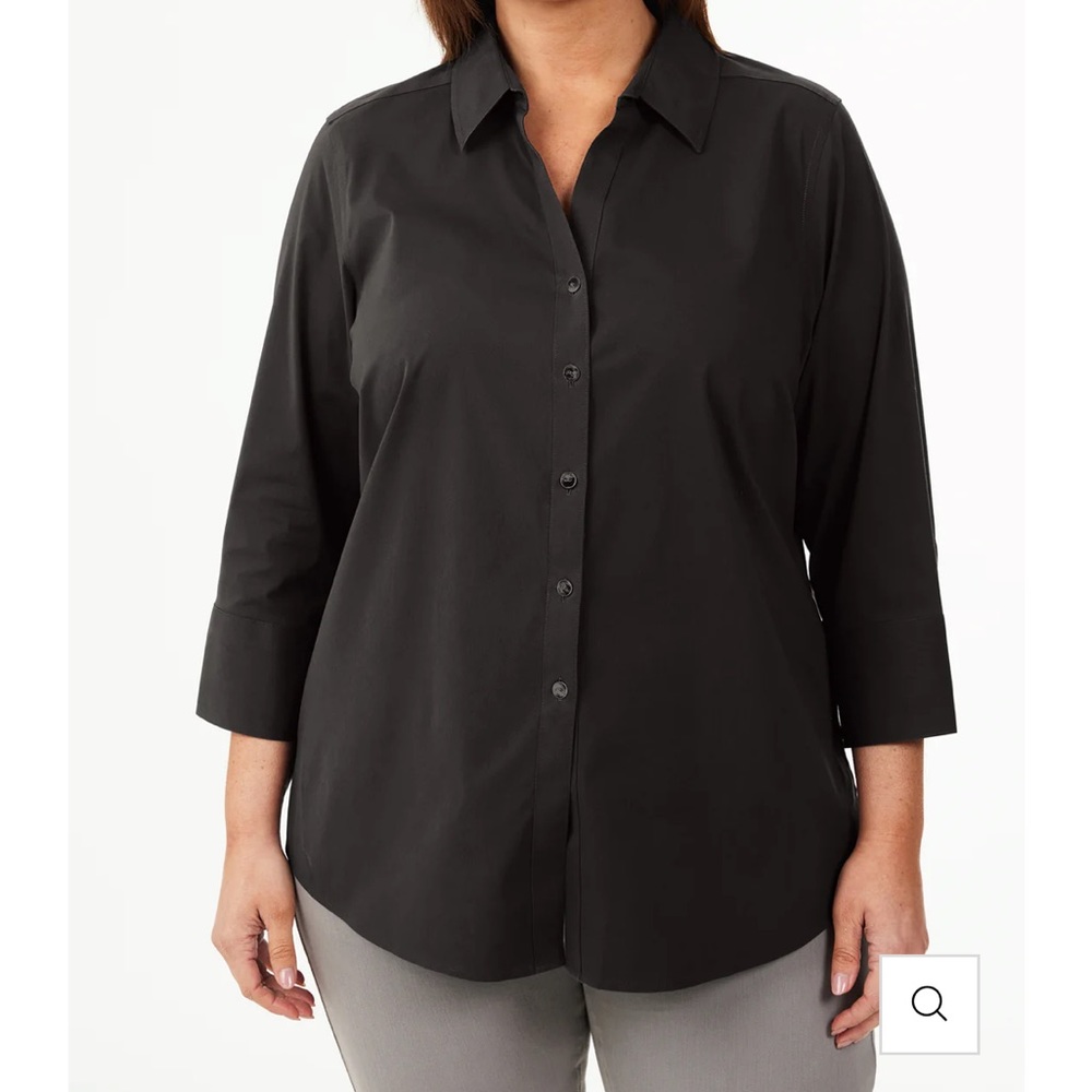Foxcroft No Iron Black button up Dress Shirt 20W NEW NWT
